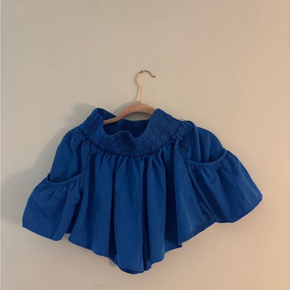 Blue Off-Shoulder Blouse